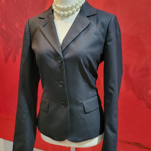 LK Bennett London Black Wool Blend 3-Button Blazer Jacket Size 8 - Picture 3 of 8